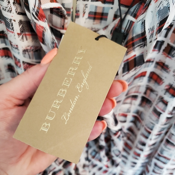 Burberry scribble check silk dress size 0 - Picture 3 of 15